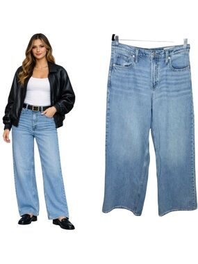 GAP Baggy Mid Rise Jeans Size 6/28 Light Indigo Wide Leg Full Length